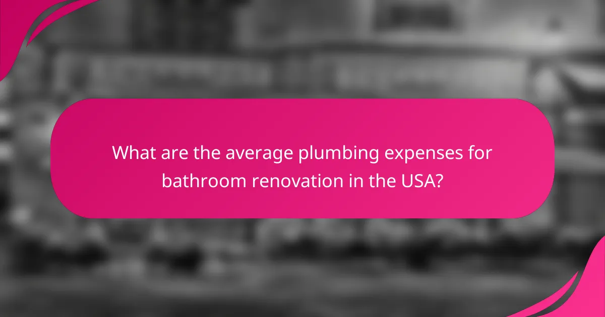 What are the average plumbing expenses for bathroom renovation in the USA?