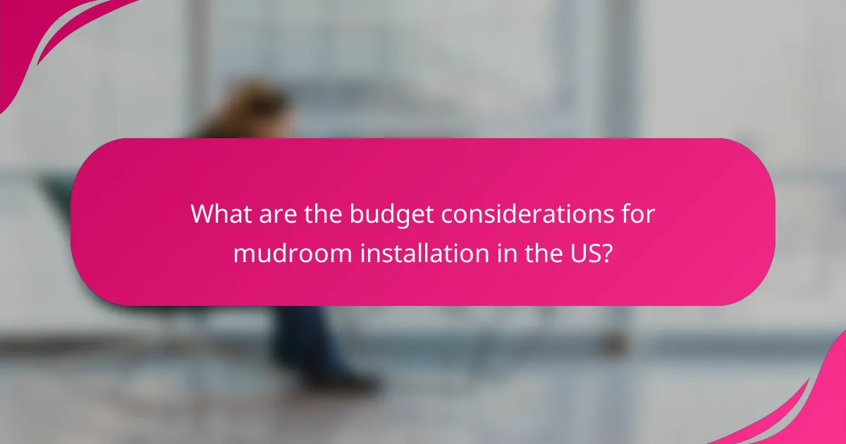 What are the budget considerations for mudroom installation in the US?