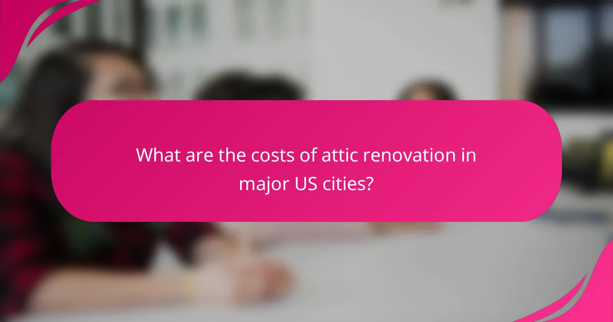 What are the costs of attic renovation in major US cities?
